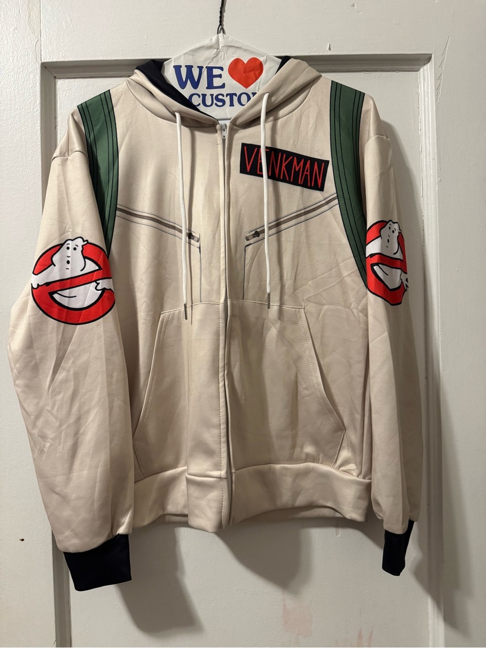 Ghostbusters Venkman Cream Zip-Up Hoodie Jacket